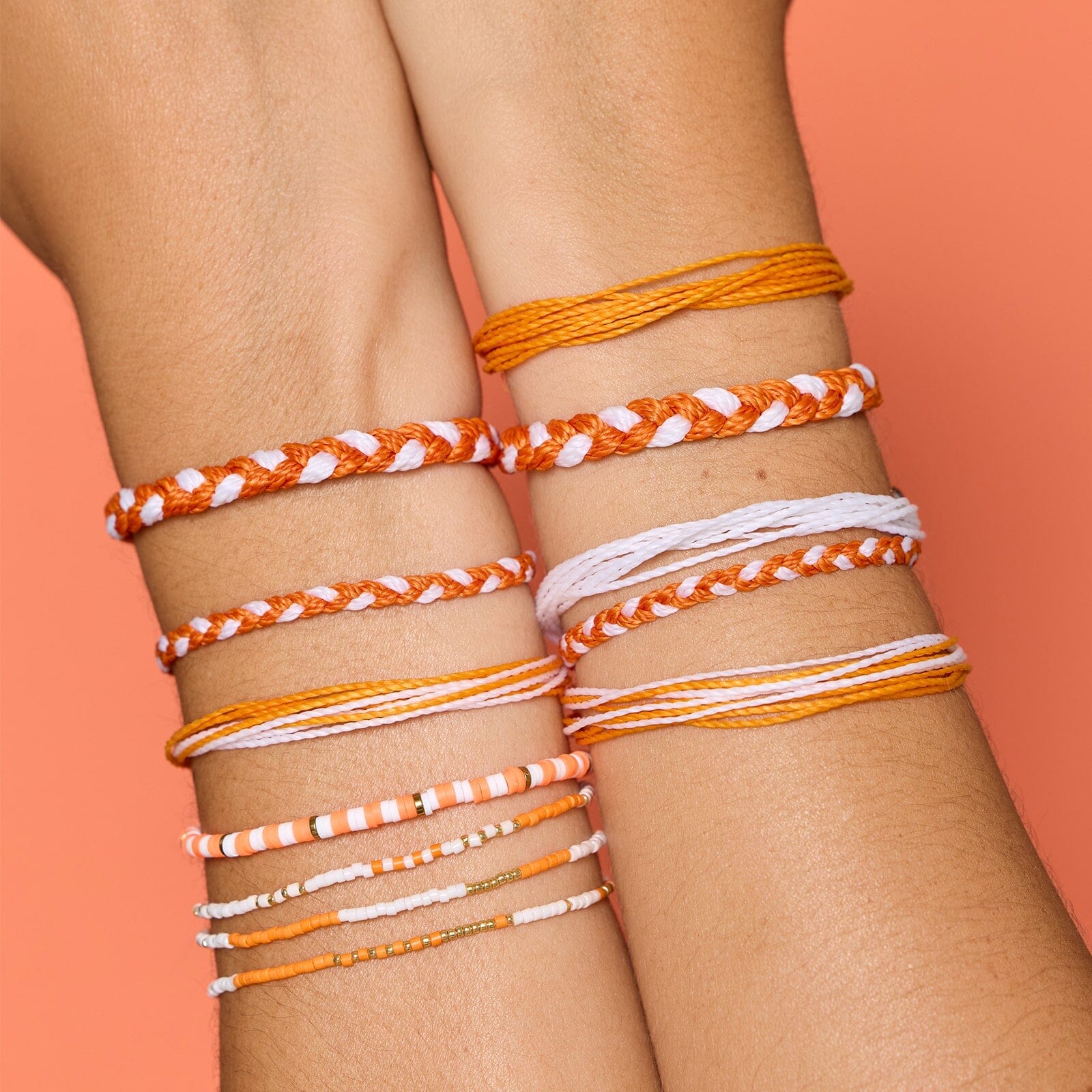 1470-orange-white-stretch-bracelet-4.jpg Orange & White Stretch Bracelet