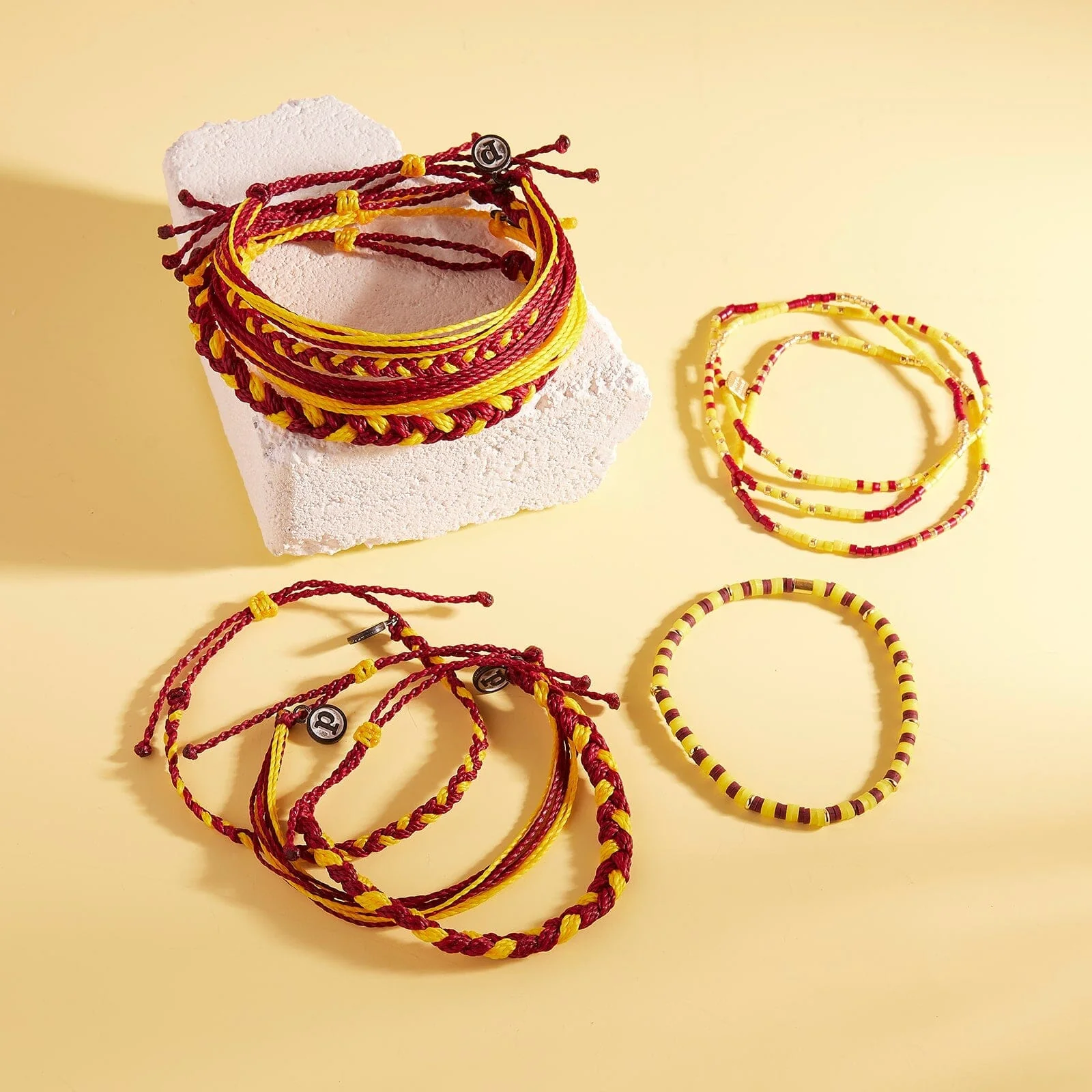 Maroon & Yellow Stretch Bracelet