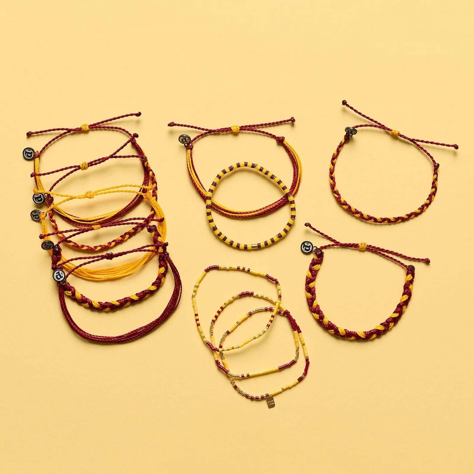 Maroon & Yellow Stretch Bracelet