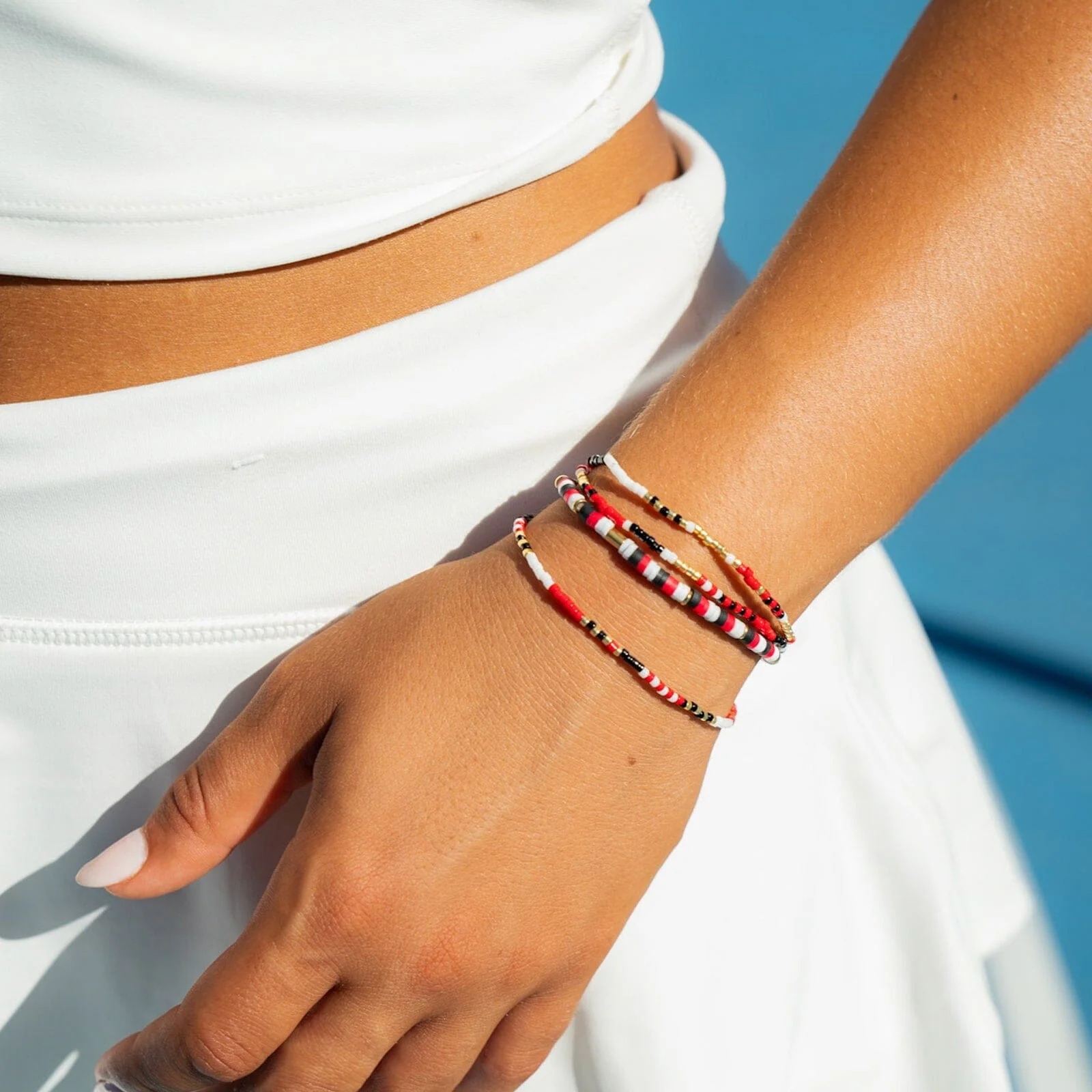 Red, Black & White Stretch Bracelet