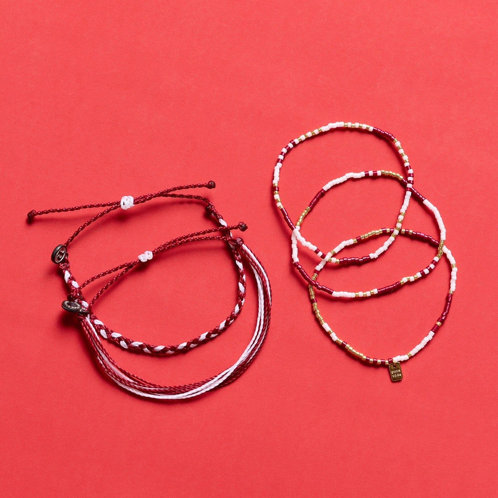Red, Black & White Stretch Bracelet