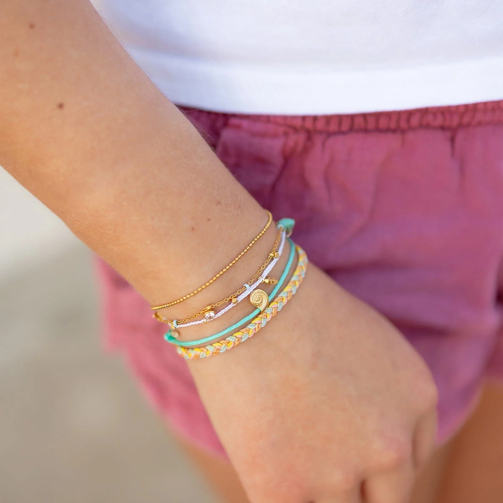 String and Chain Layered Bracelet