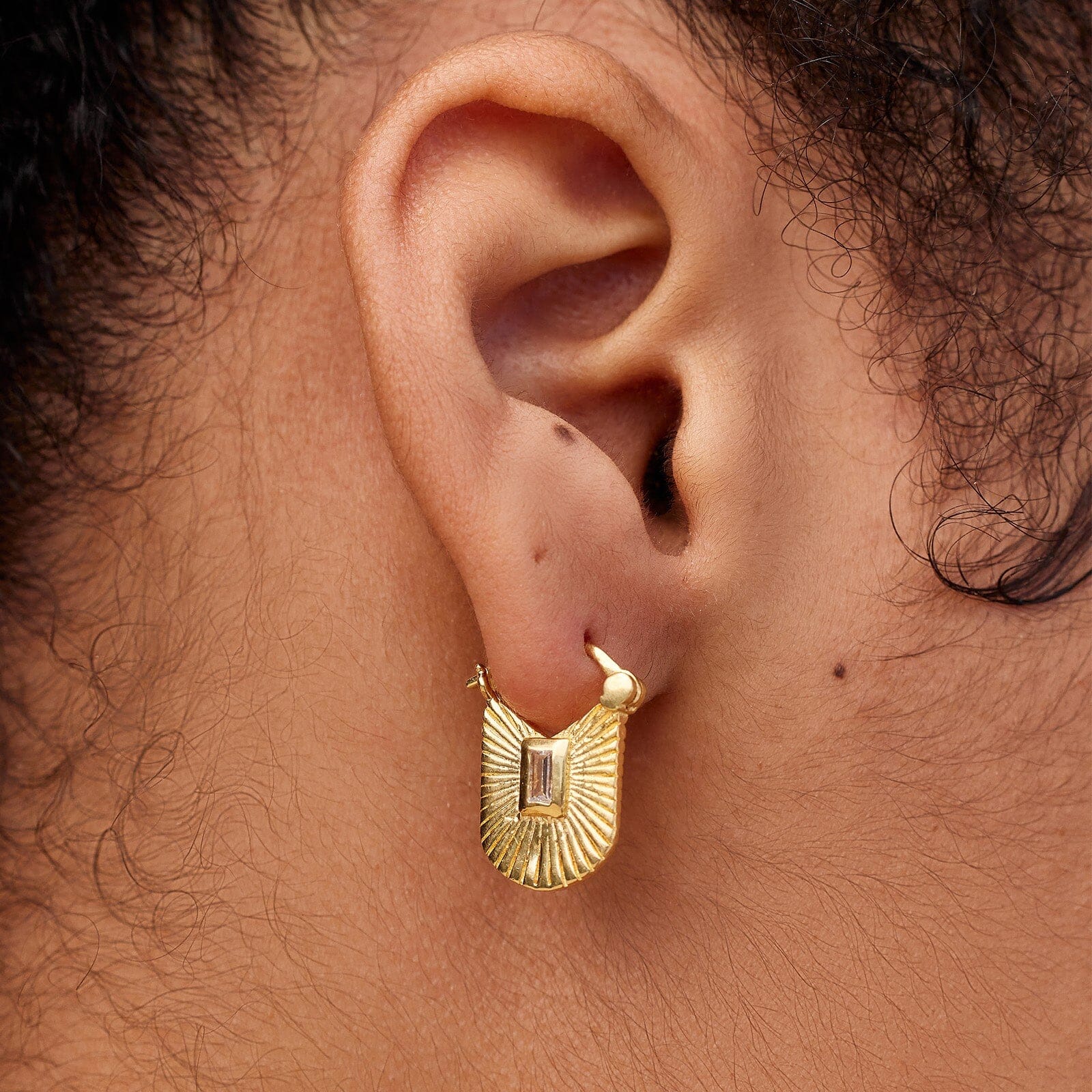 643-baguette-sunburst-hoop-earrings-2.jpg Baguette Sunburst Hoop Earrings
