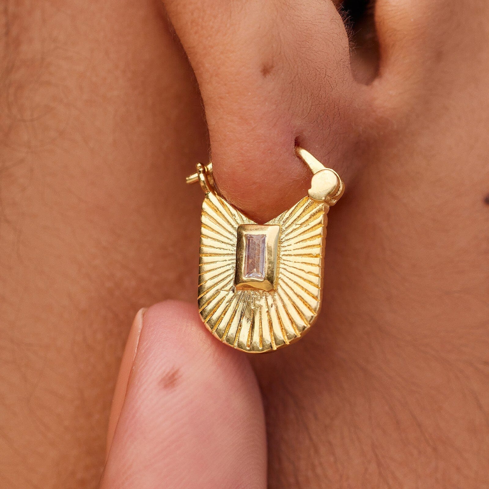 643-baguette-sunburst-hoop-earrings-6.jpg Baguette Sunburst Hoop Earrings