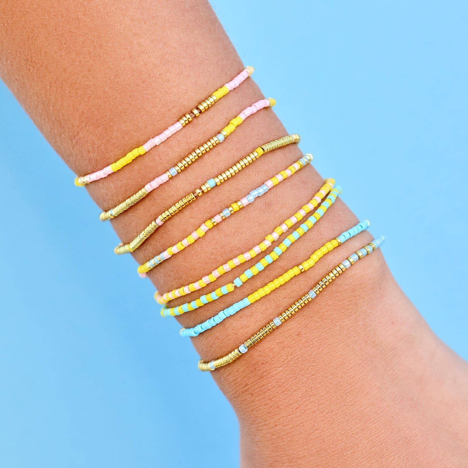 659-mixed-bead-sunset-beach-stretch-bracelet-set-of-8-2.jpg Mixed Bead Sunset Beach Stretch Bracelet Set of 8