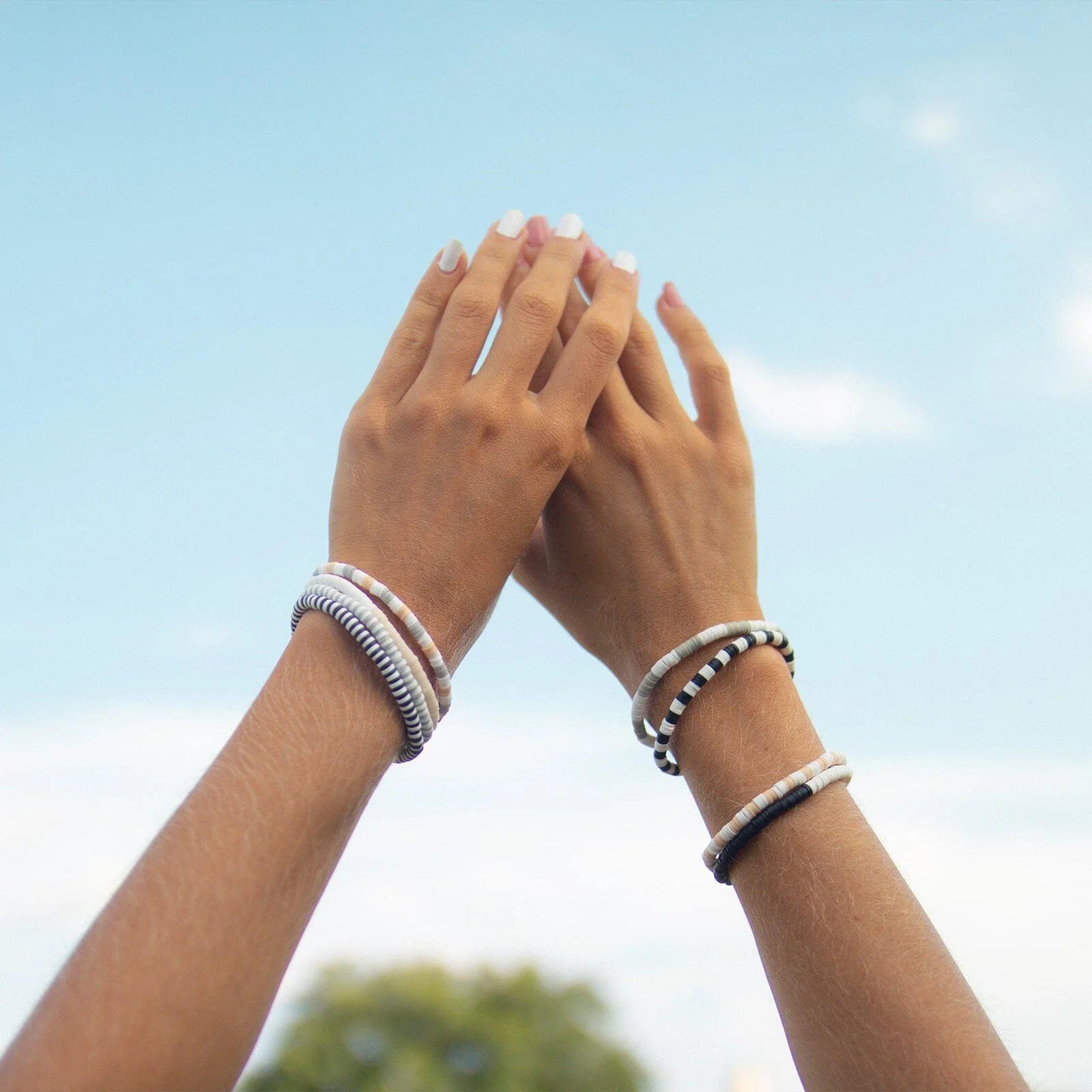 Vacation Vibes Neutral Stretch Bracelet Set of 8