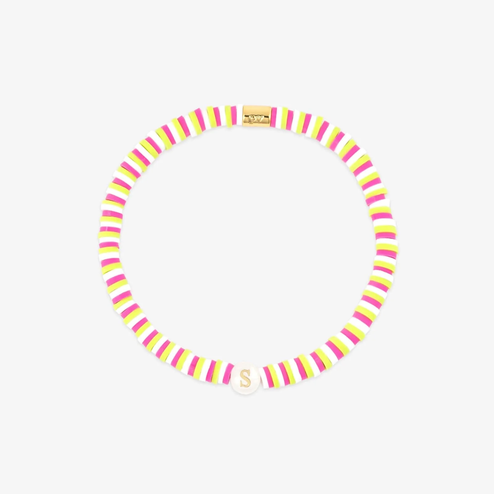 Raspberry Alphabet Stretch Bracelet