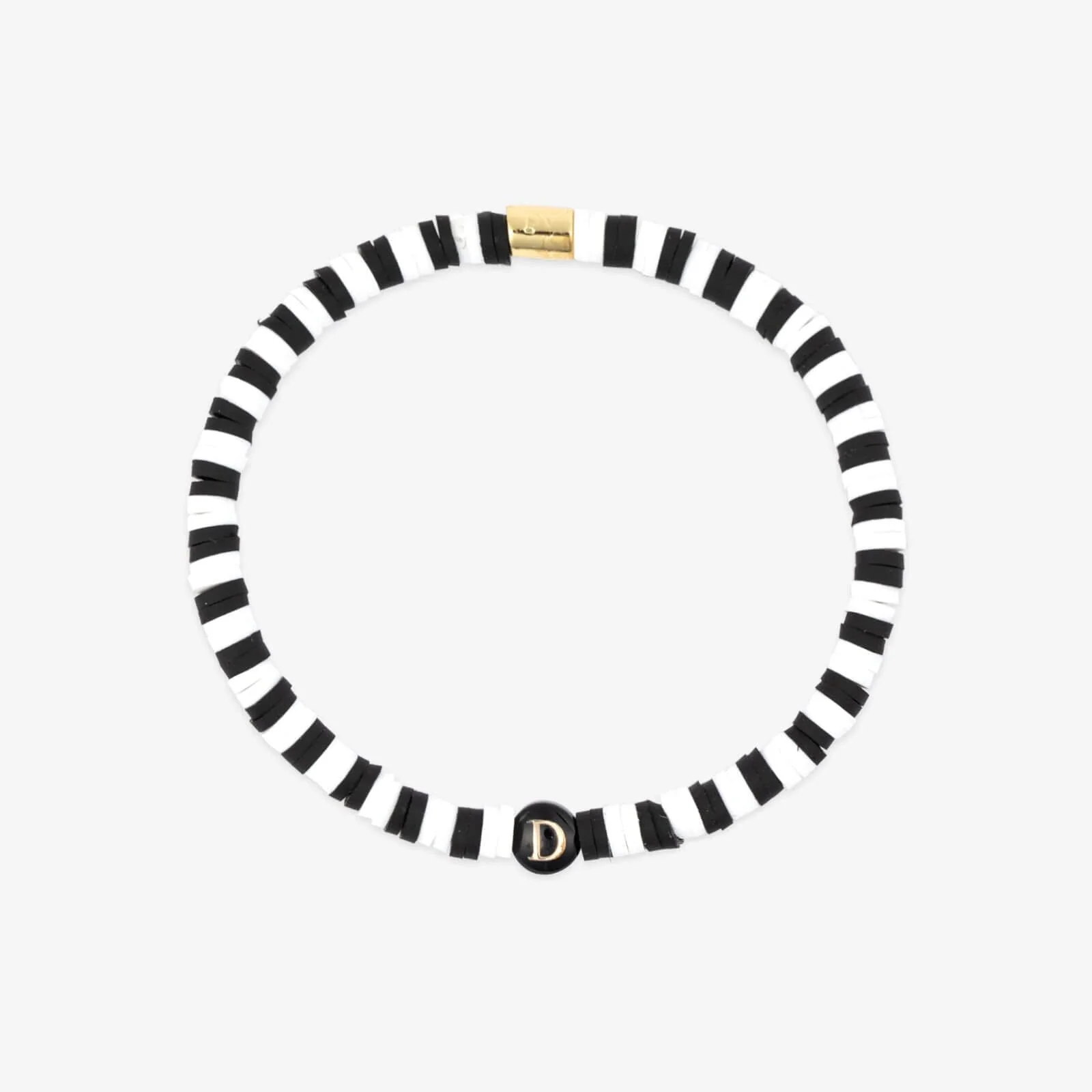 Black and White Alphabet Stretch Bracelet